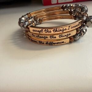 Inspirational Gold-Tone Stackable Message Bracelet Set